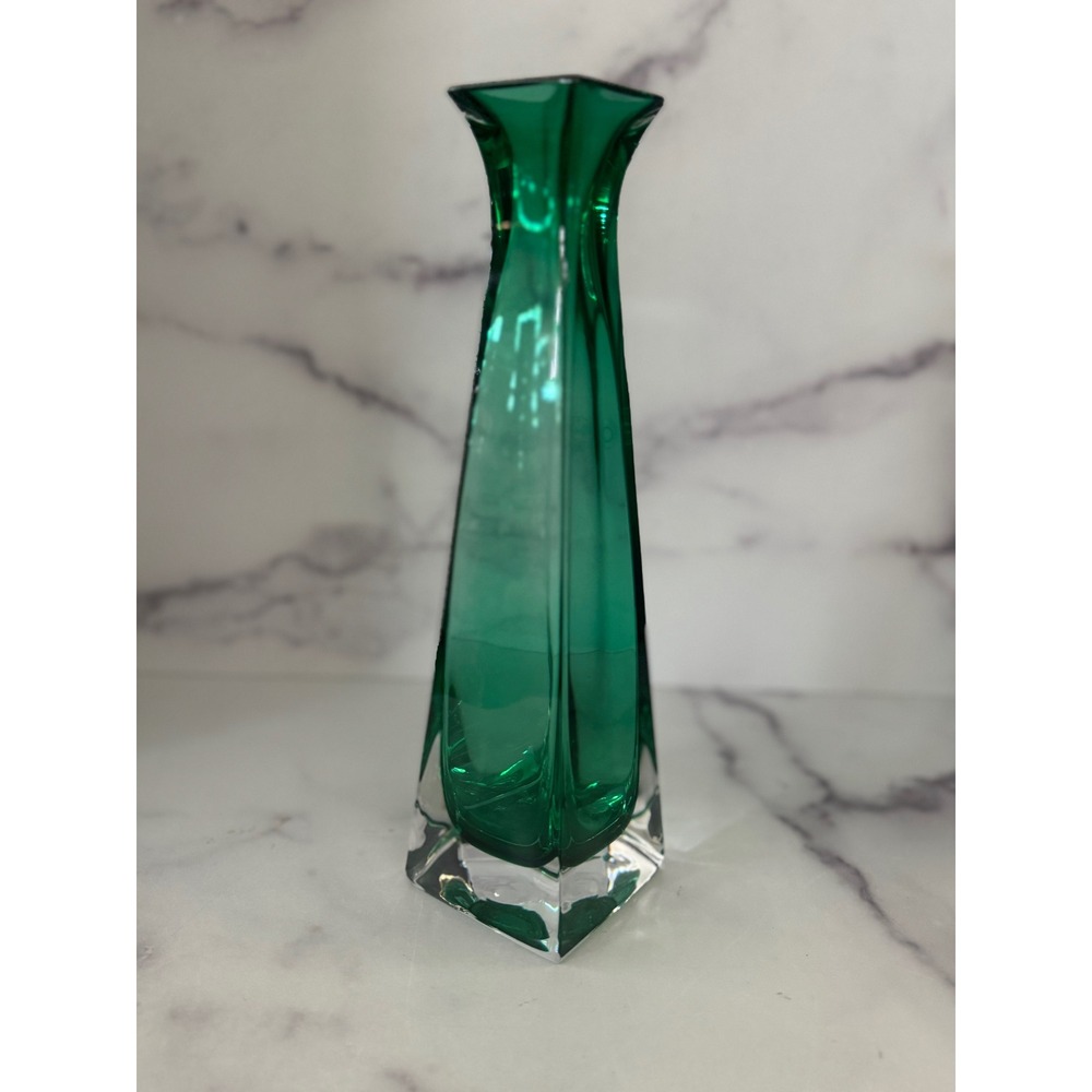 Royal Gallery Emerald Green Lead Crystal Bud Vase Made in Italy 1995 Vintage